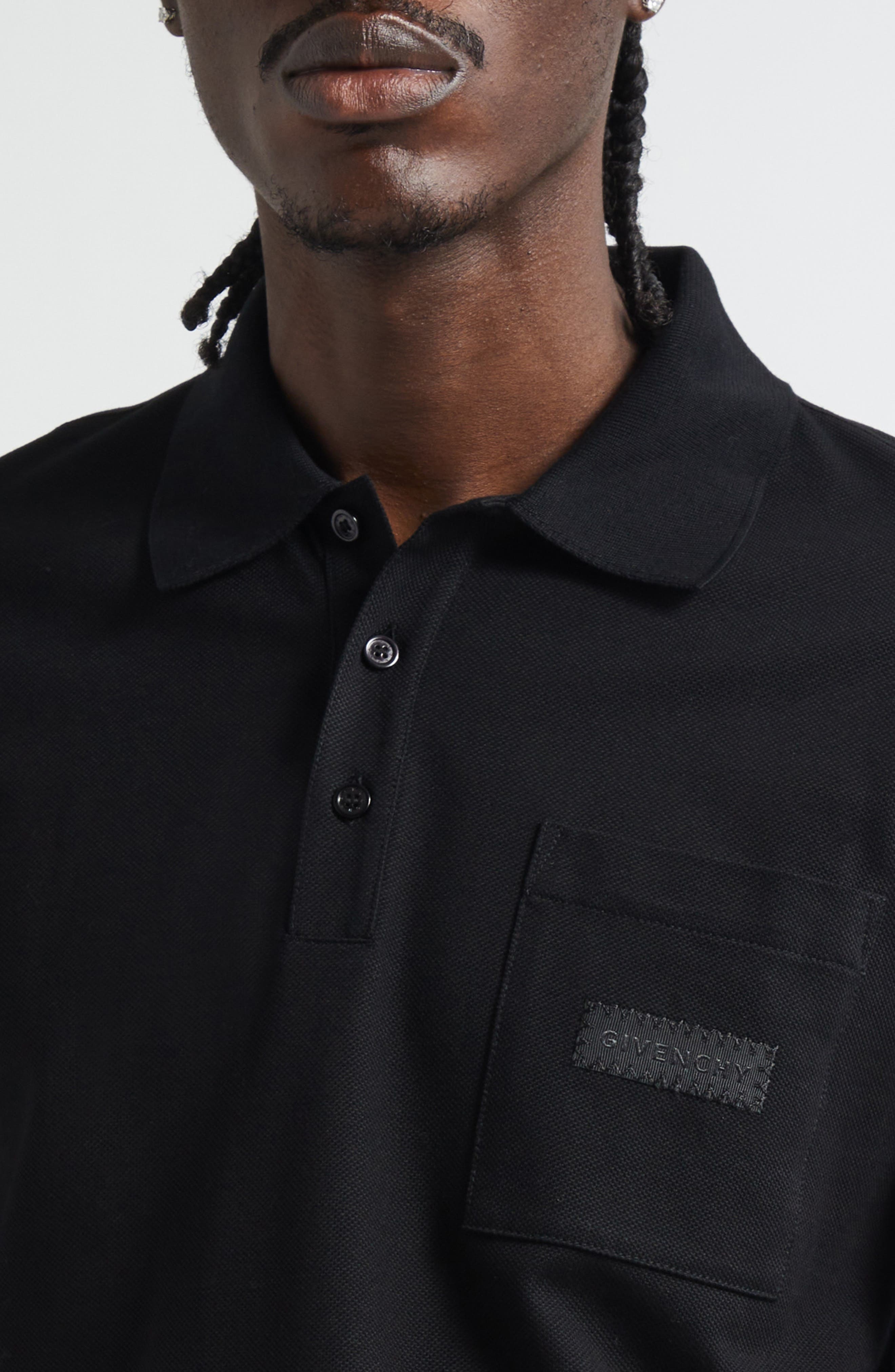 Givenchy Logo Patch Regular Fit Cotton Piqué Polo in Black at Nordstrom - 4