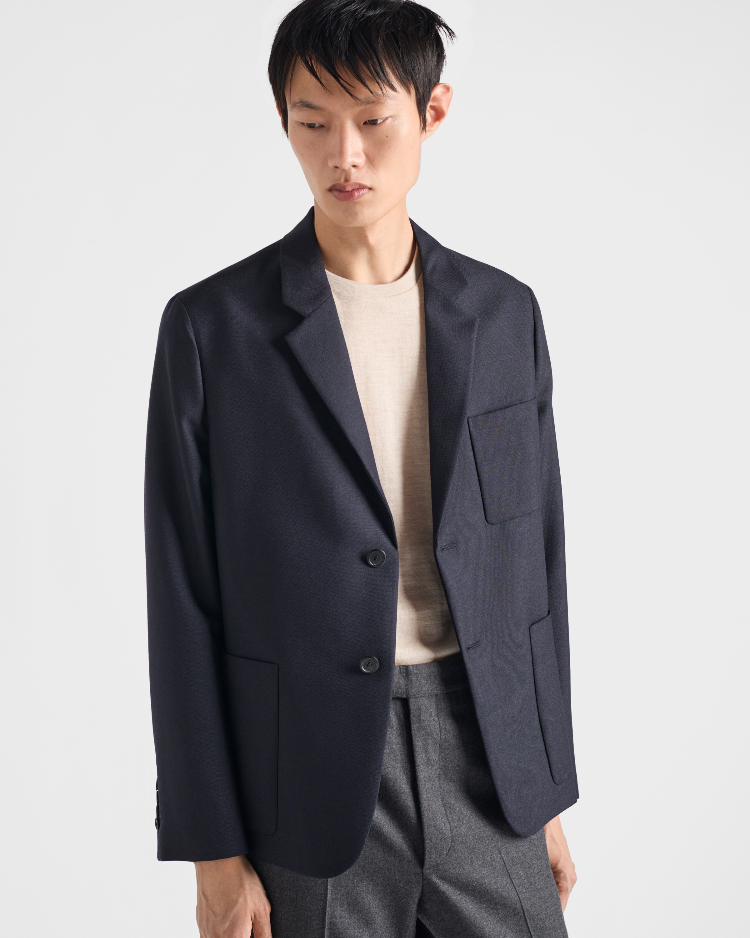 Single-breasted wool and mohair jacket - 3