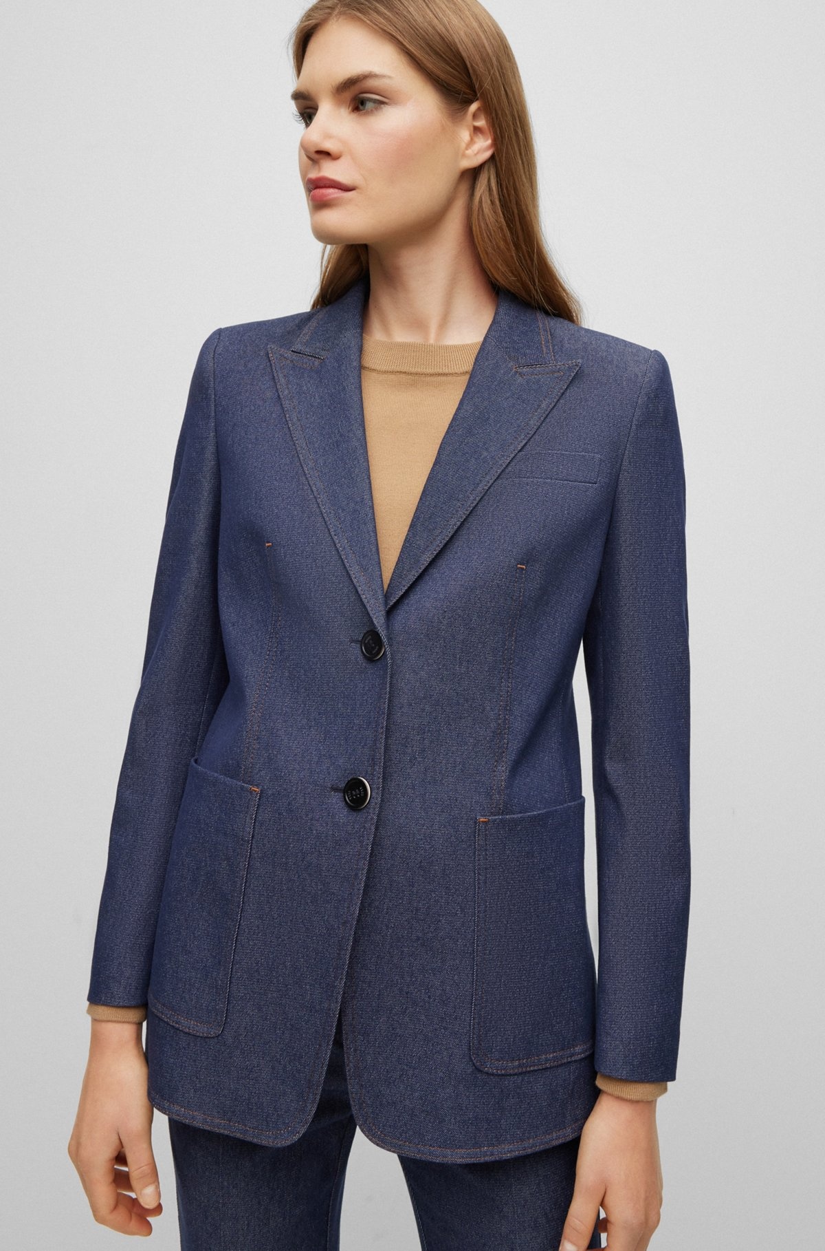 REGULAR-FIT JACKET IN A DENIM-LOOK COTTON BLEND - 5