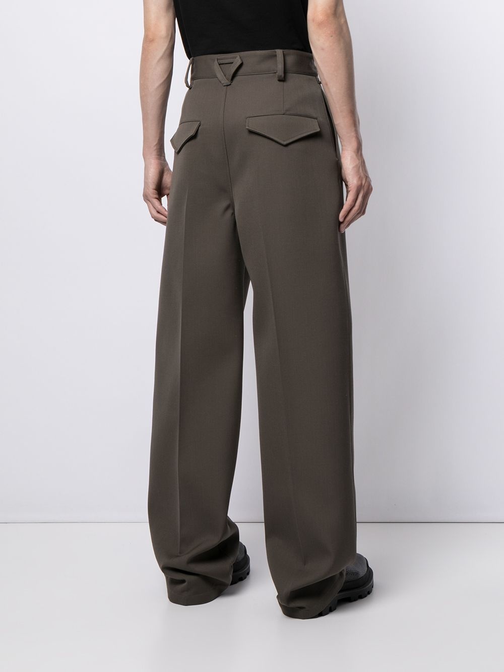 wide-leg wool tailored trousers - 4