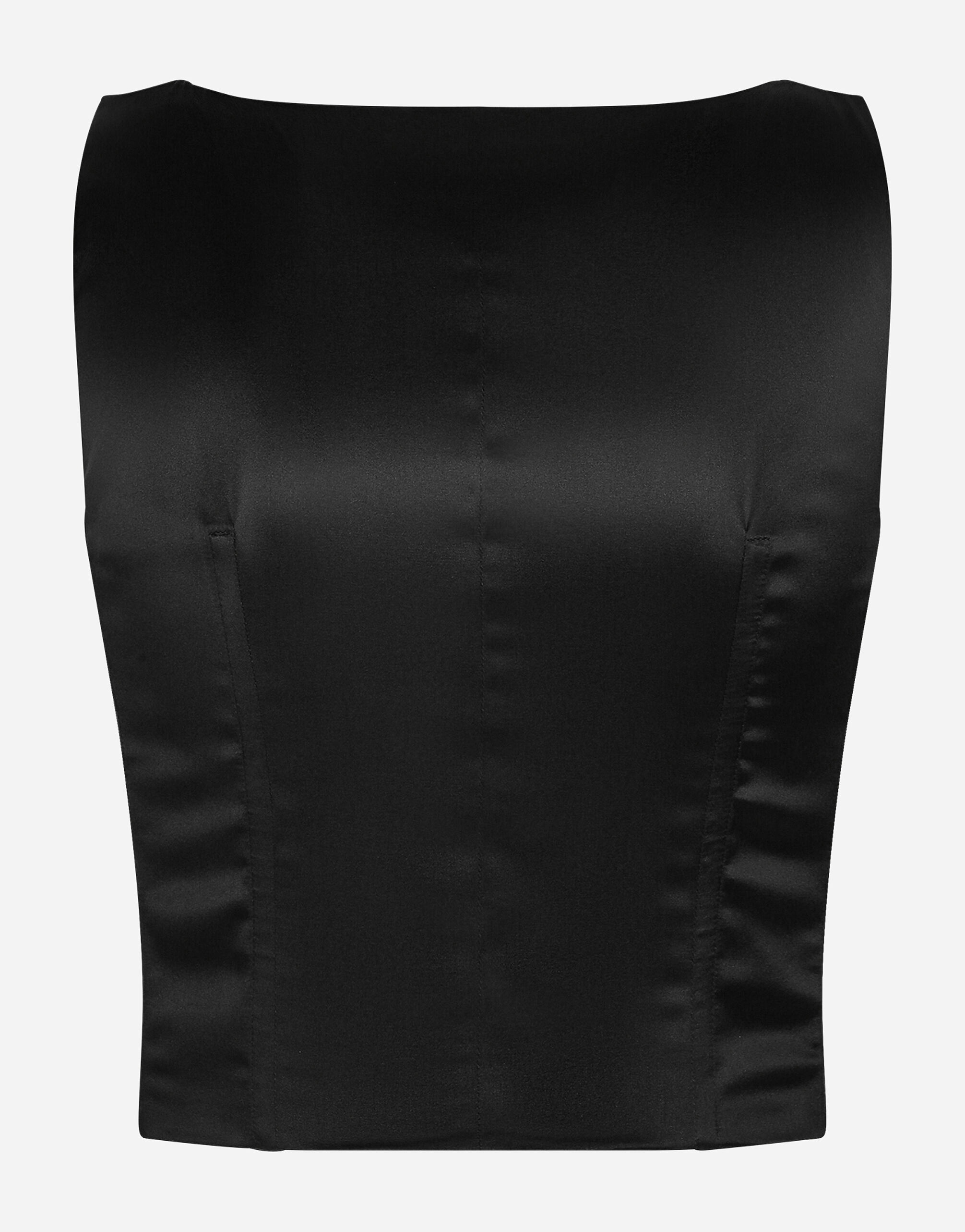 Double-breasted silk duchesse tuxedo jacket - 2