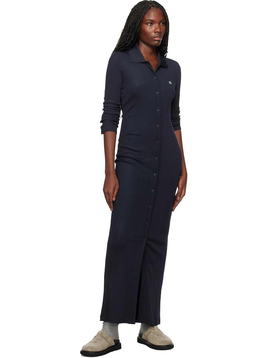 Navy Kenzo Paris Long Rib Cardigan Maxi Dress - 4