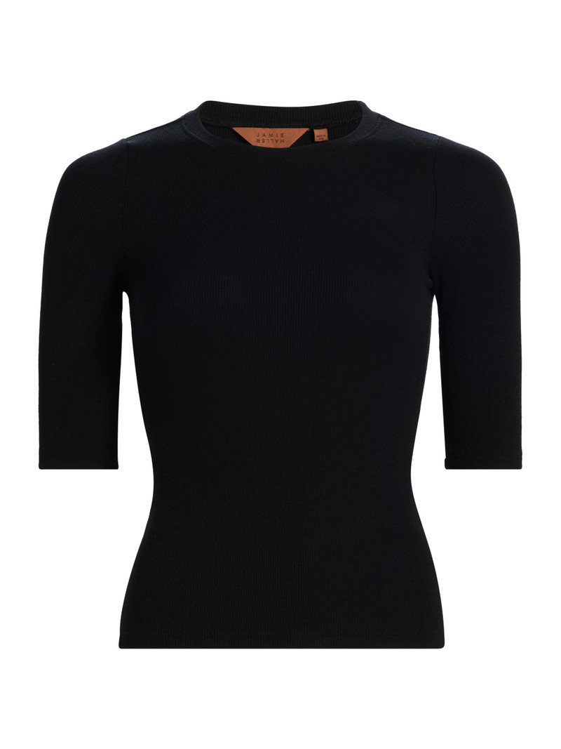 Women's The Rib Elbow-Length Sleeve T-Shirt - Black 1