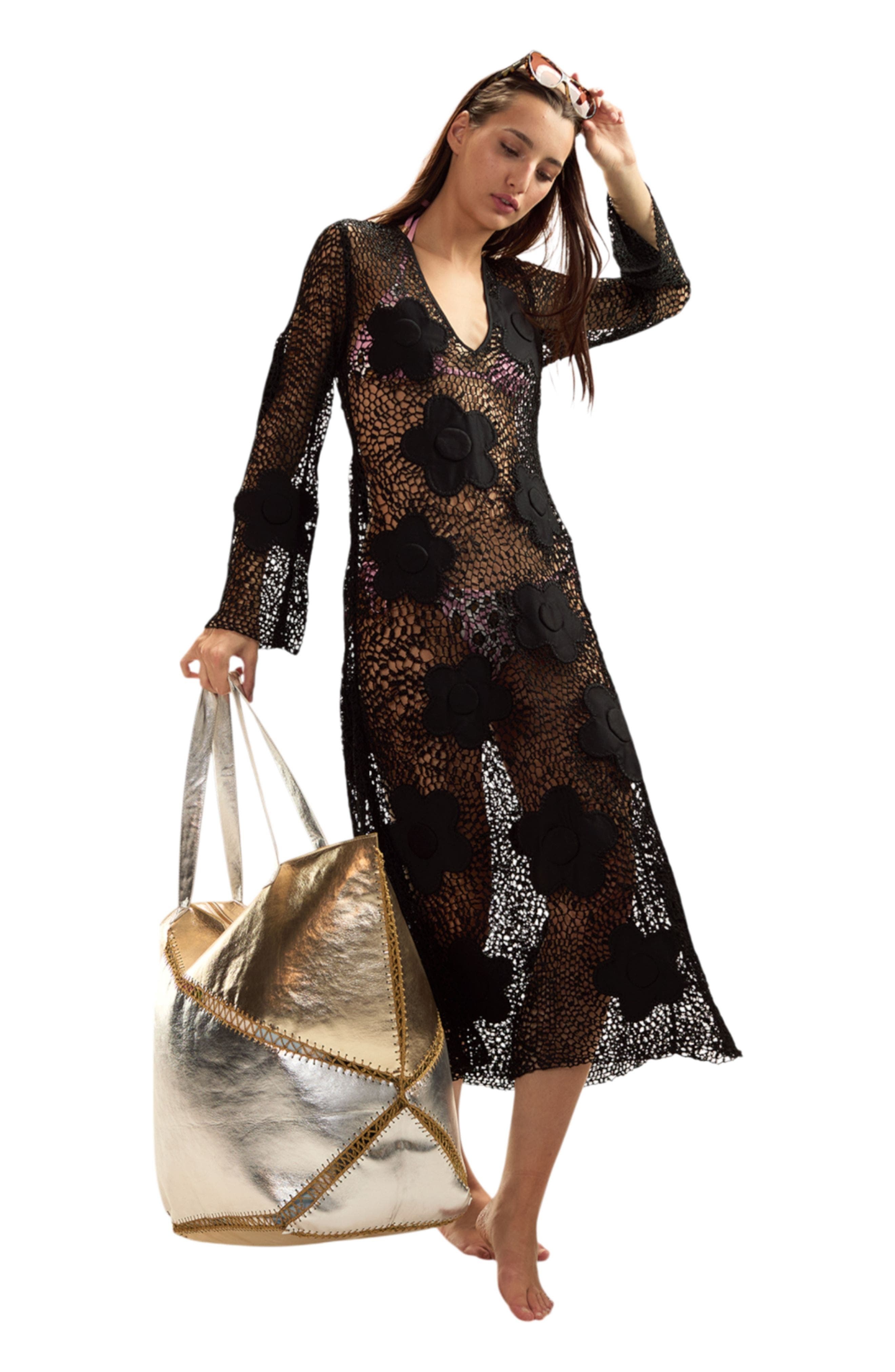 Cynthia Rowley Ibiza Crochet Cover Up in Black at Nordstrom - 2