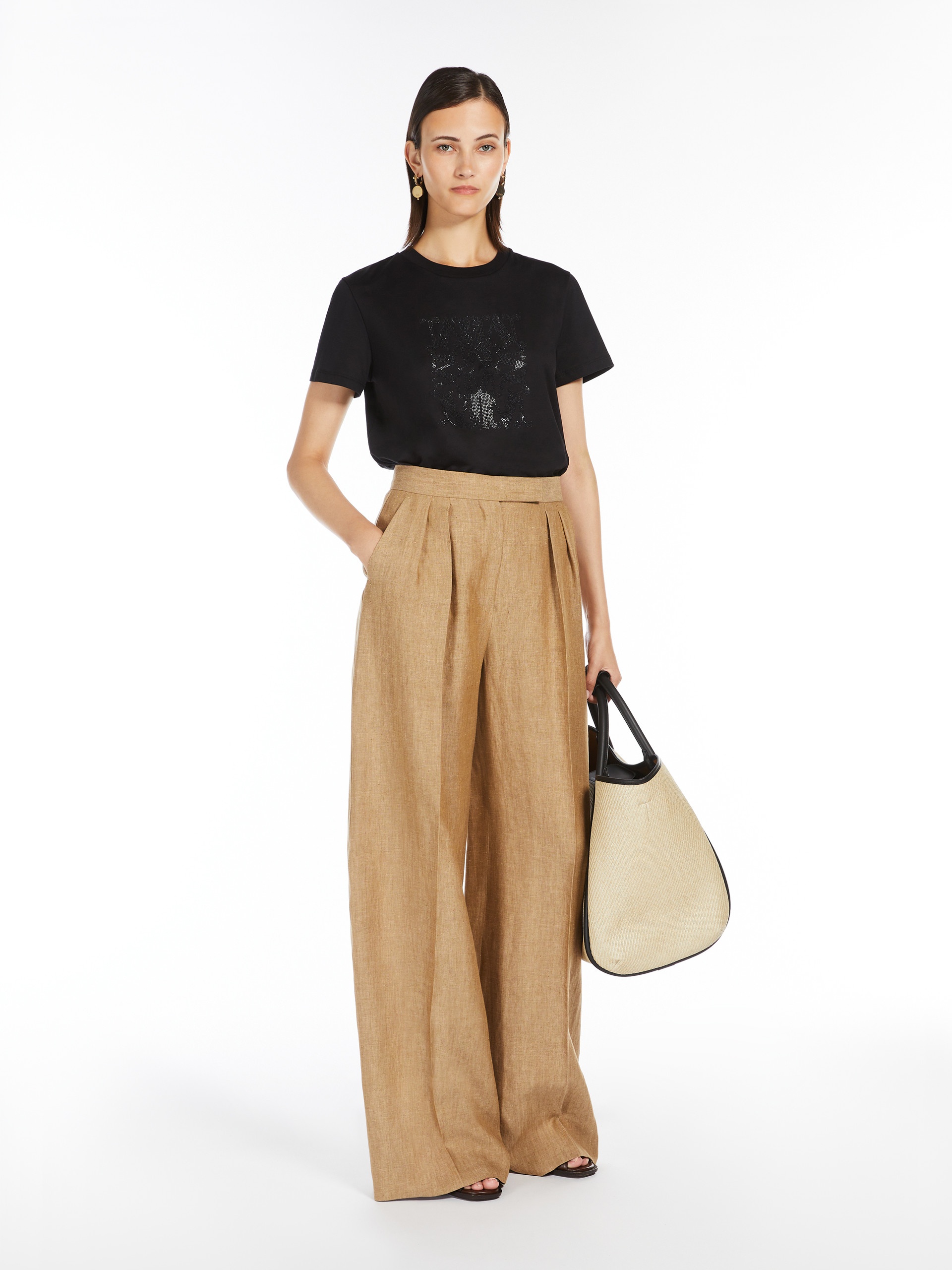 MAX MARA｜SLACKS (RAUCHE (11131062 001 / 11131062600 00 Max Mara Rauche linen wide-leg pants | mytheresa | REVERSIBLE