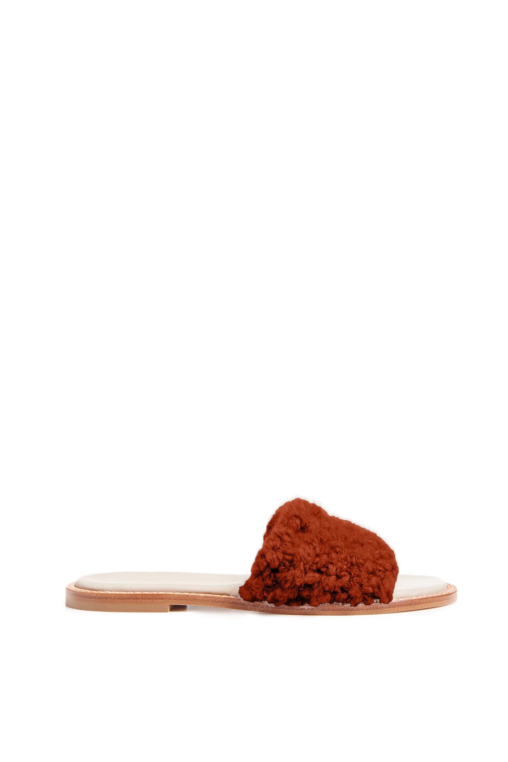 Ballast Slide Sandal in Leather & Rust Cashmere - 2