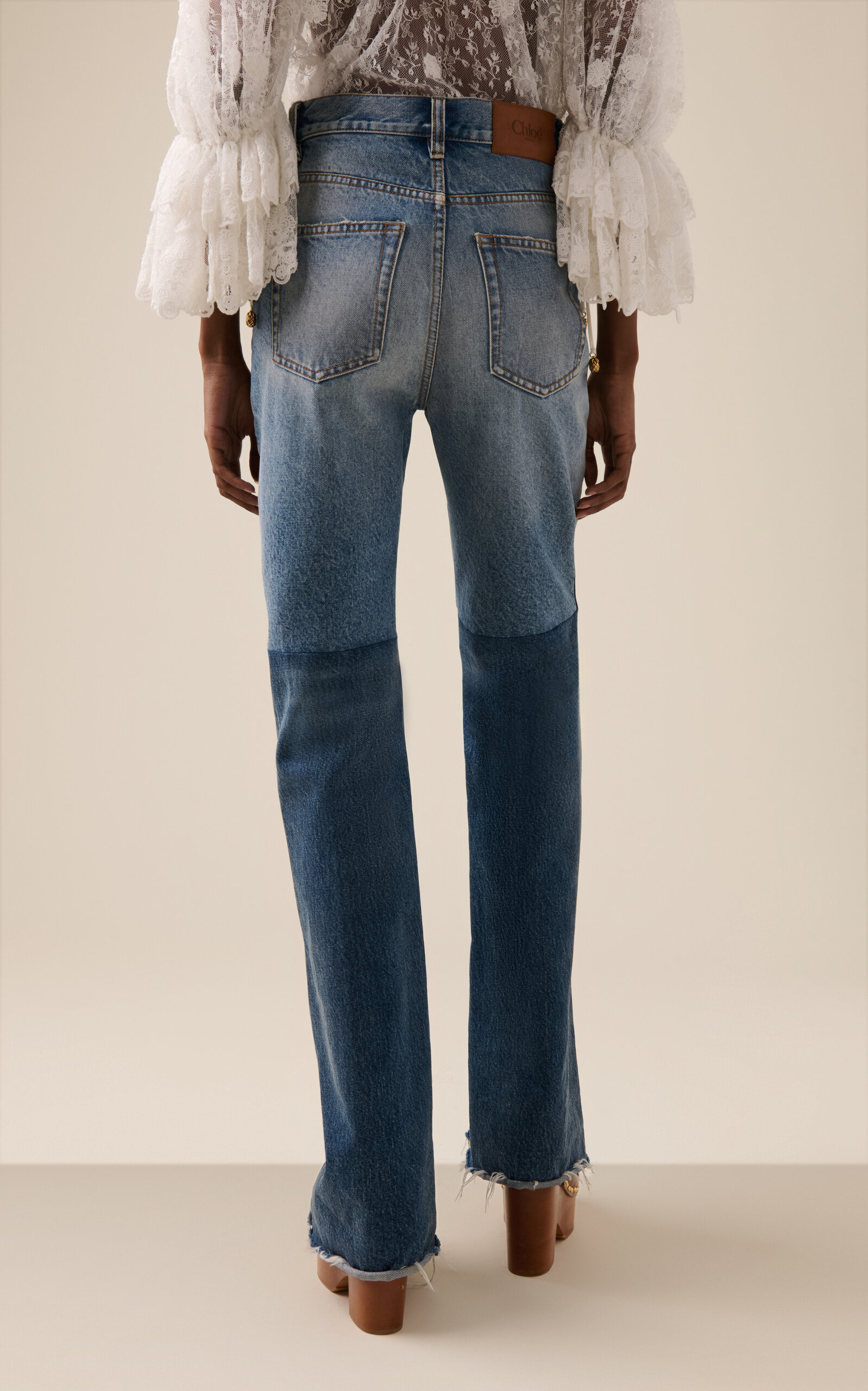 Patchwork Rigid High-Rise Flared-Leg Jeans blue - 4