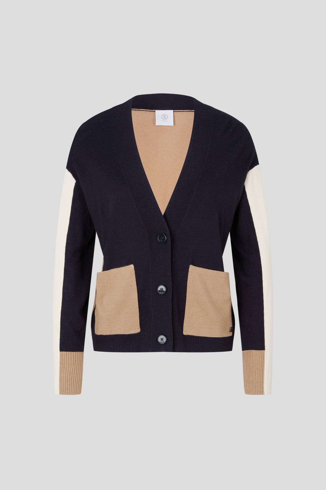 CARIA CARDIGAN IN NAVY BLUE/CAMEL - 1