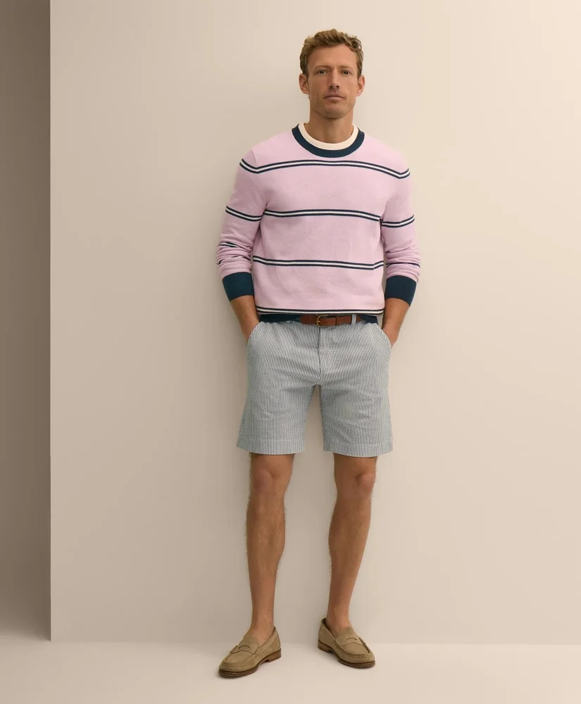 9" Washed Cotton Seersucker Shorts - 1