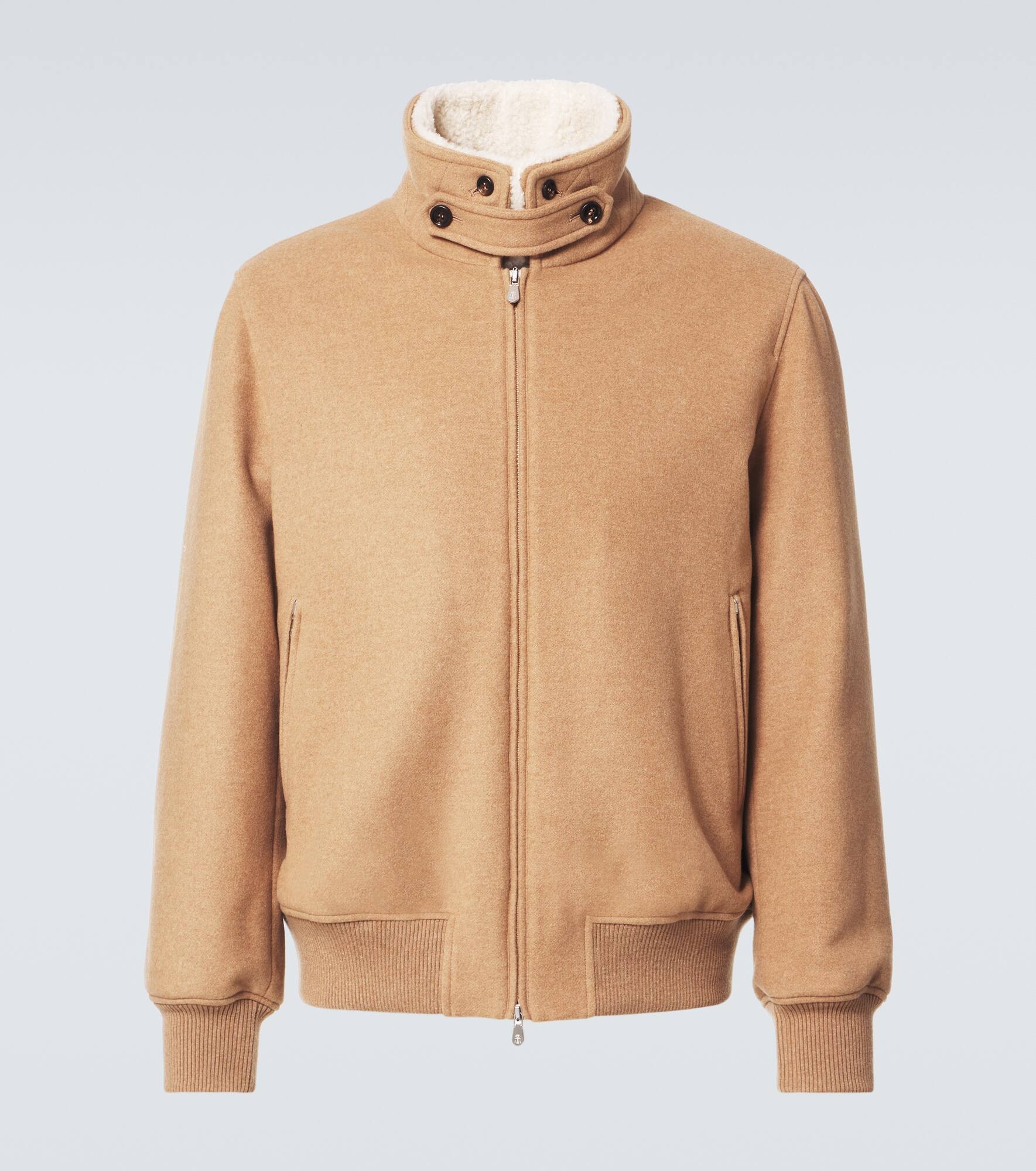 Shearling-trimmed cashmere jacket - 1