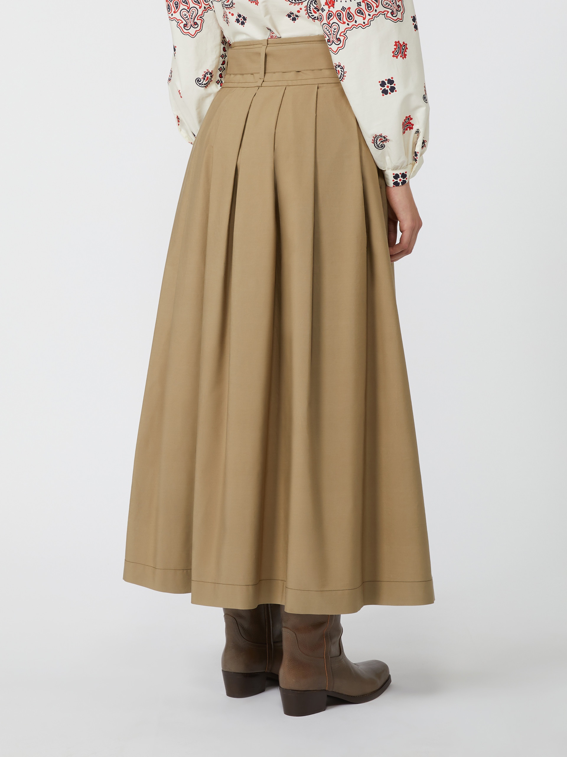 AGIATE Pleated cotton skirt - 4