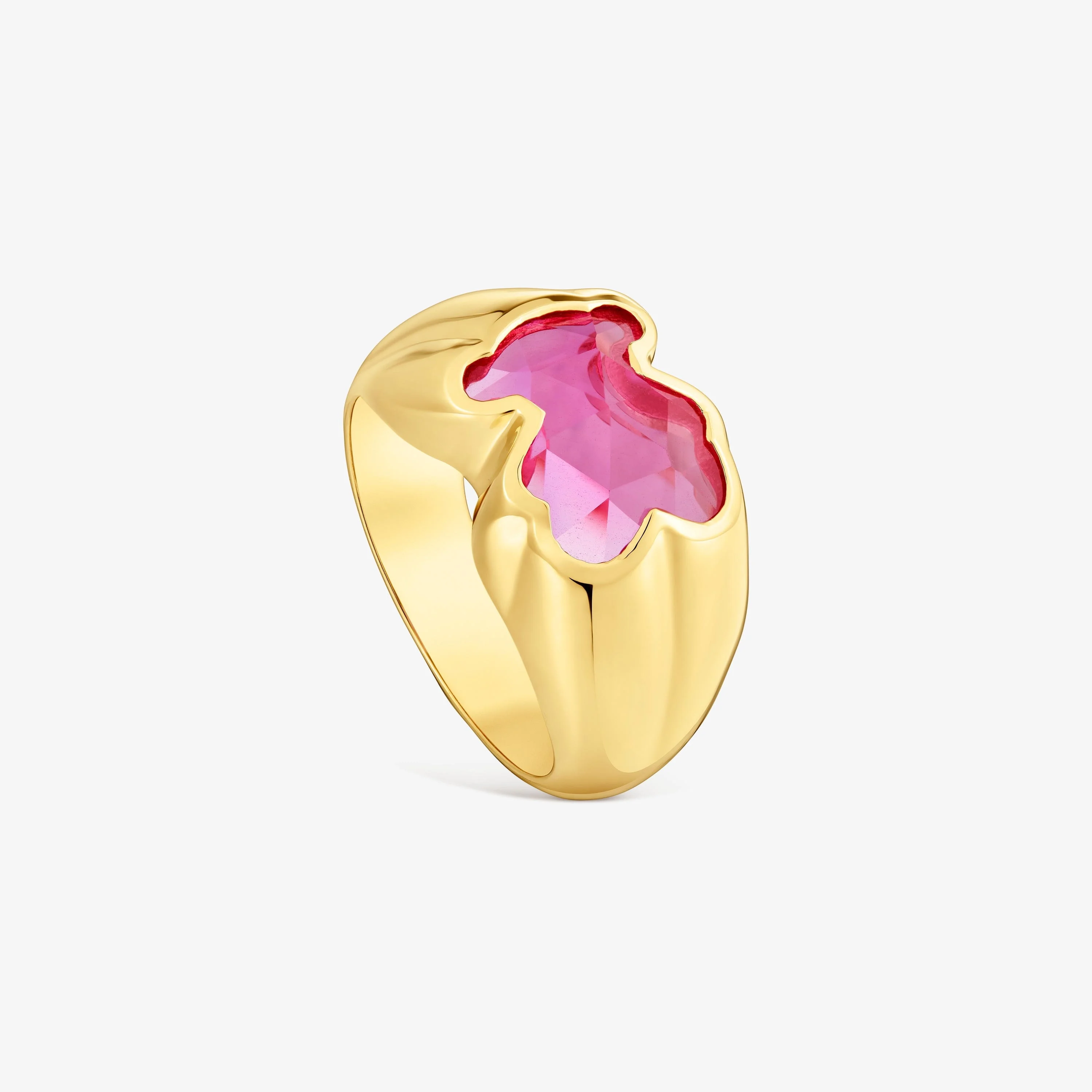 Medium Ring with 18K gold vermeil and laboratory-grown ruby Icon Color LGG - 1