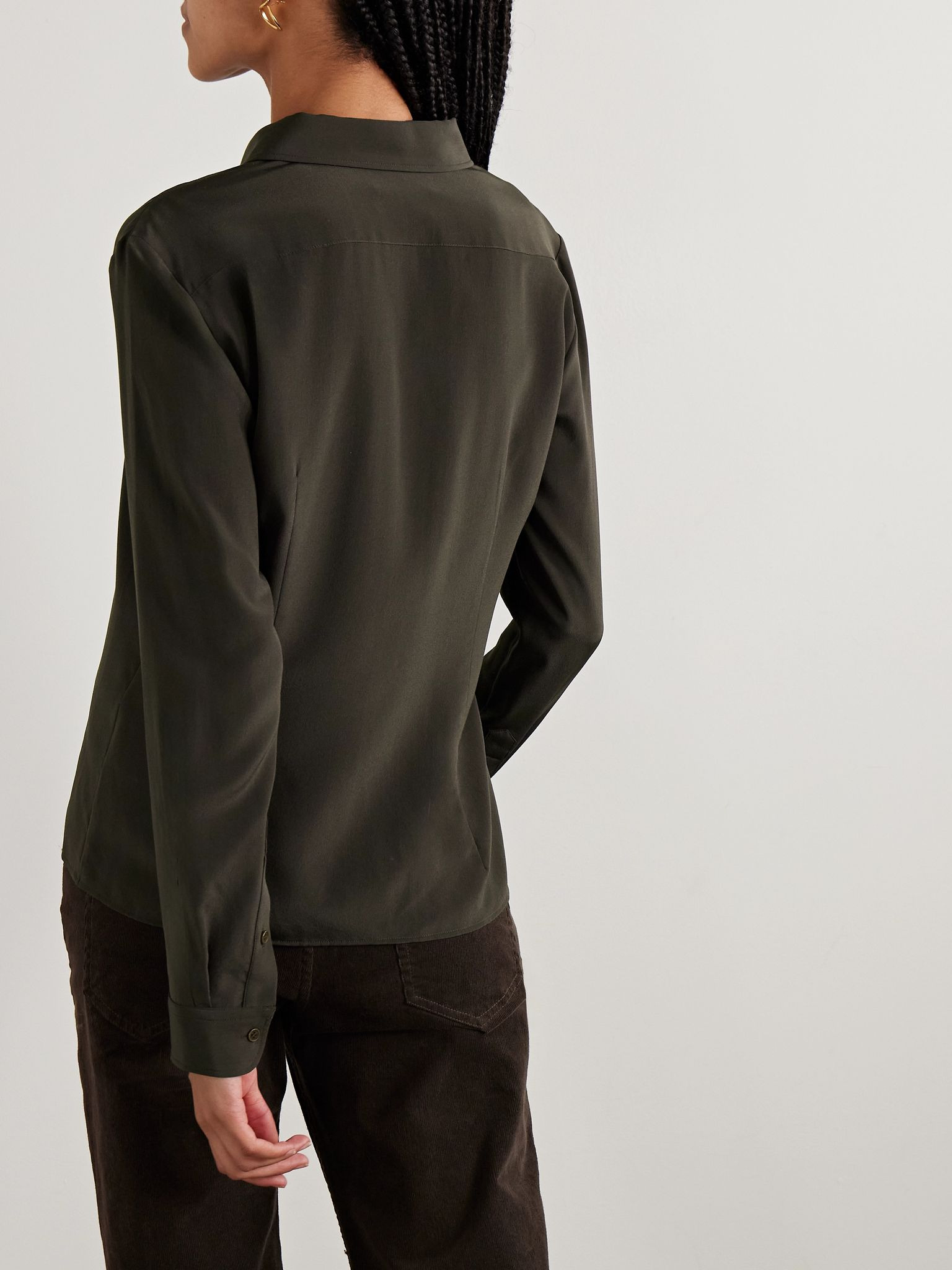 Simone silk-crepe shirt Brown - 4