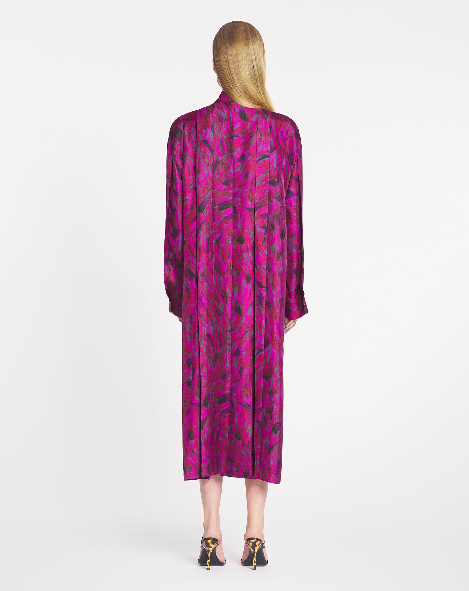 PRINTED SHIRT DRESS WITH PLEATS - 4