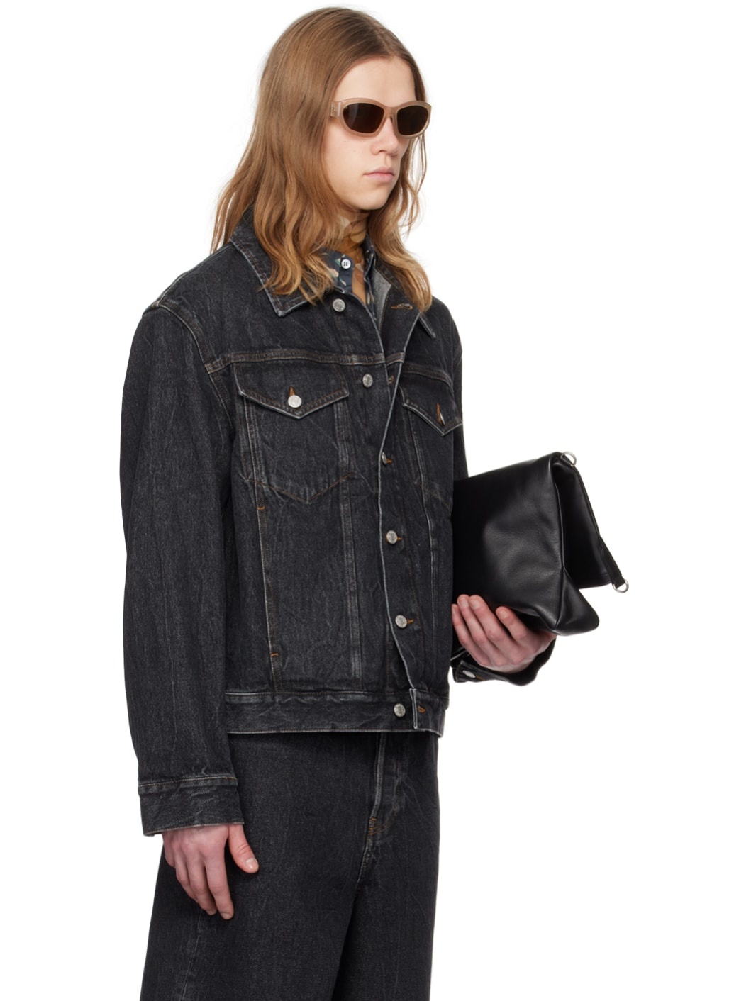 Black Faded Denim Jacket - 2