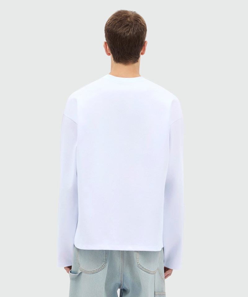 White long-sleeve cotton jersey T-shirt with chest embroidery 3