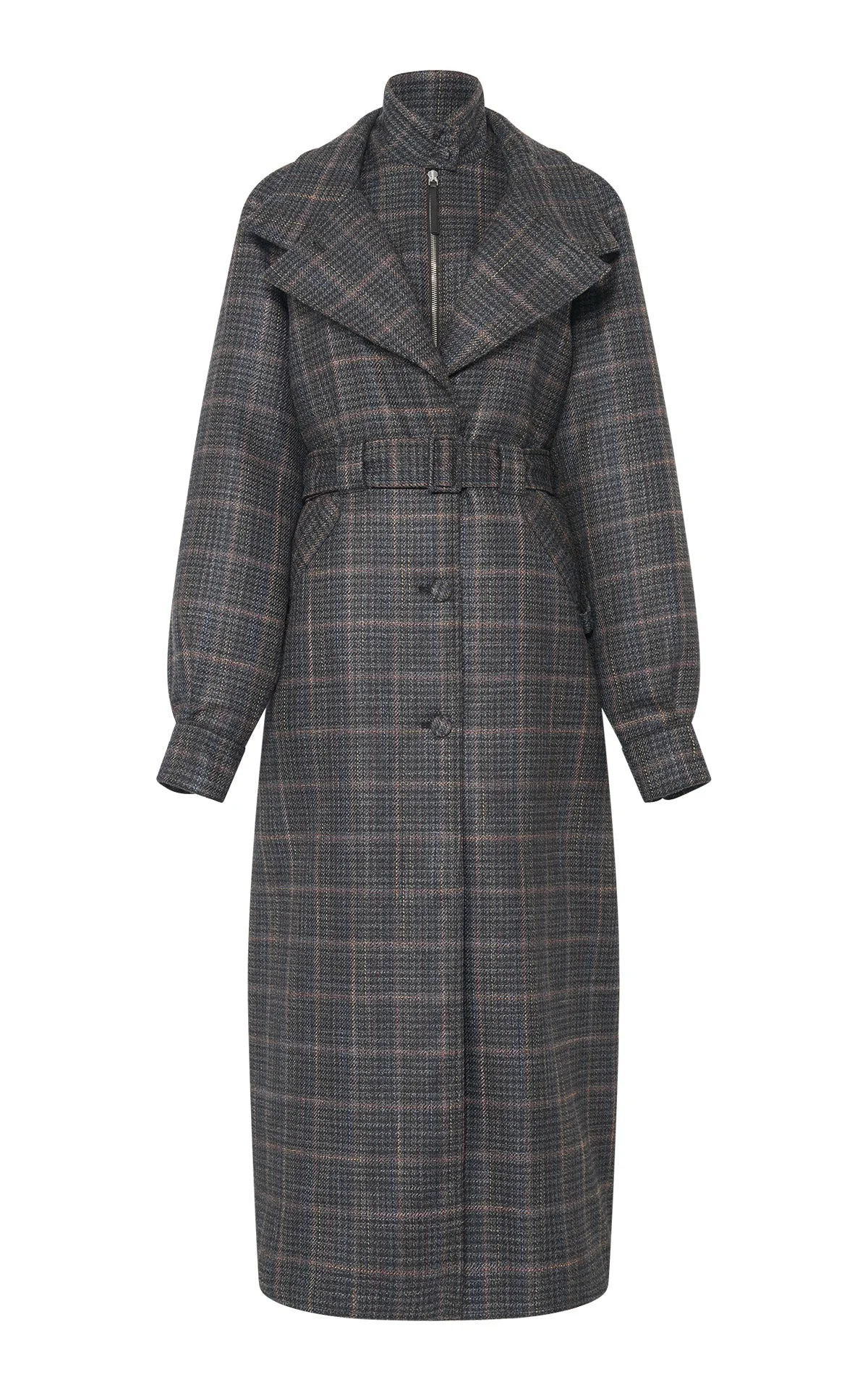 Golding Coat in Charcoal Multi Wool Silk Clubcheck Plaid - 1