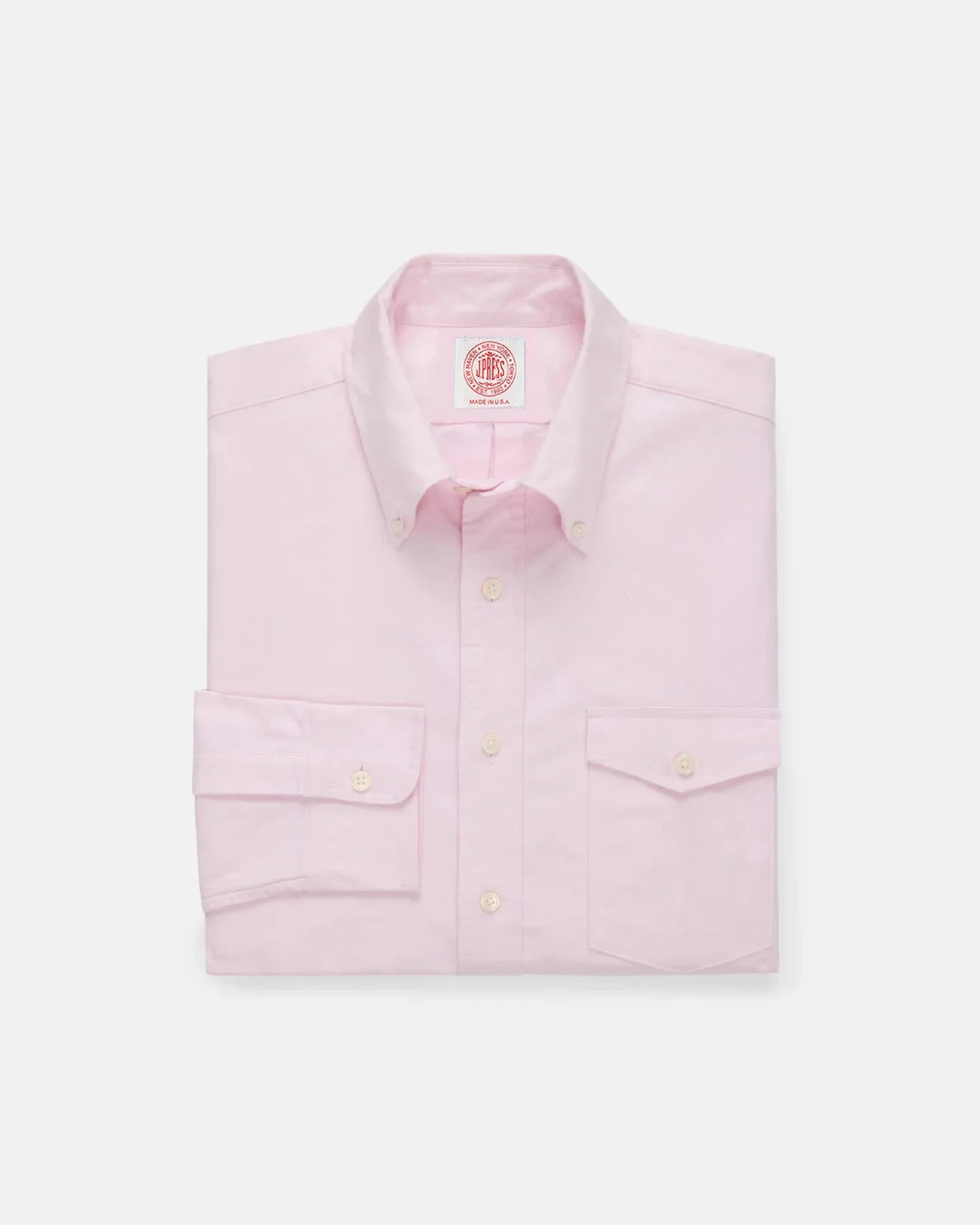 MADE-IN-USA FLAP POCKET PINK OXFORD CLOTH BUTTON DOWN SPORTSHIRT - CLASSIC FIT - 1
