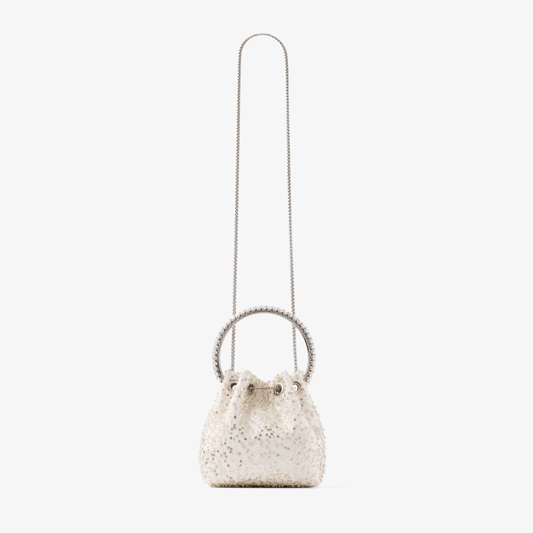 Bon Bon
Ivory Beaded Mesh Crystal Bag - 6