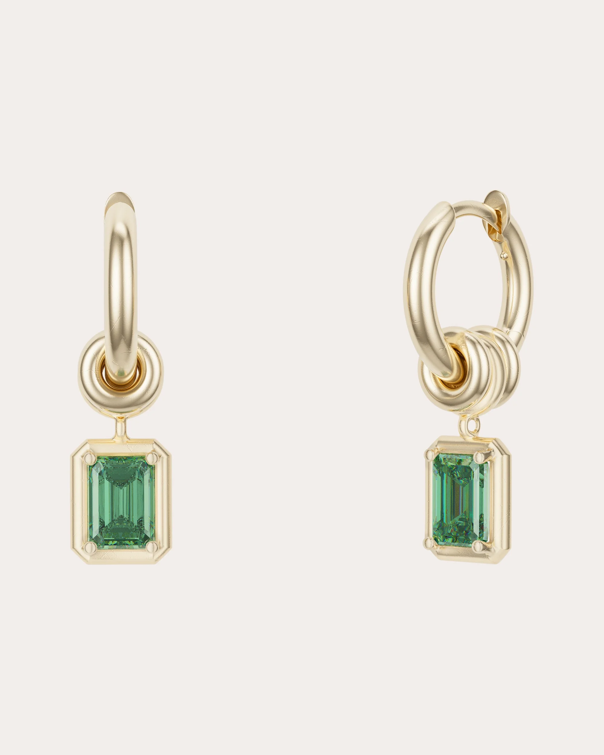 Emerald & 18k Gold Zahra Vert Hoop Earrings - 1