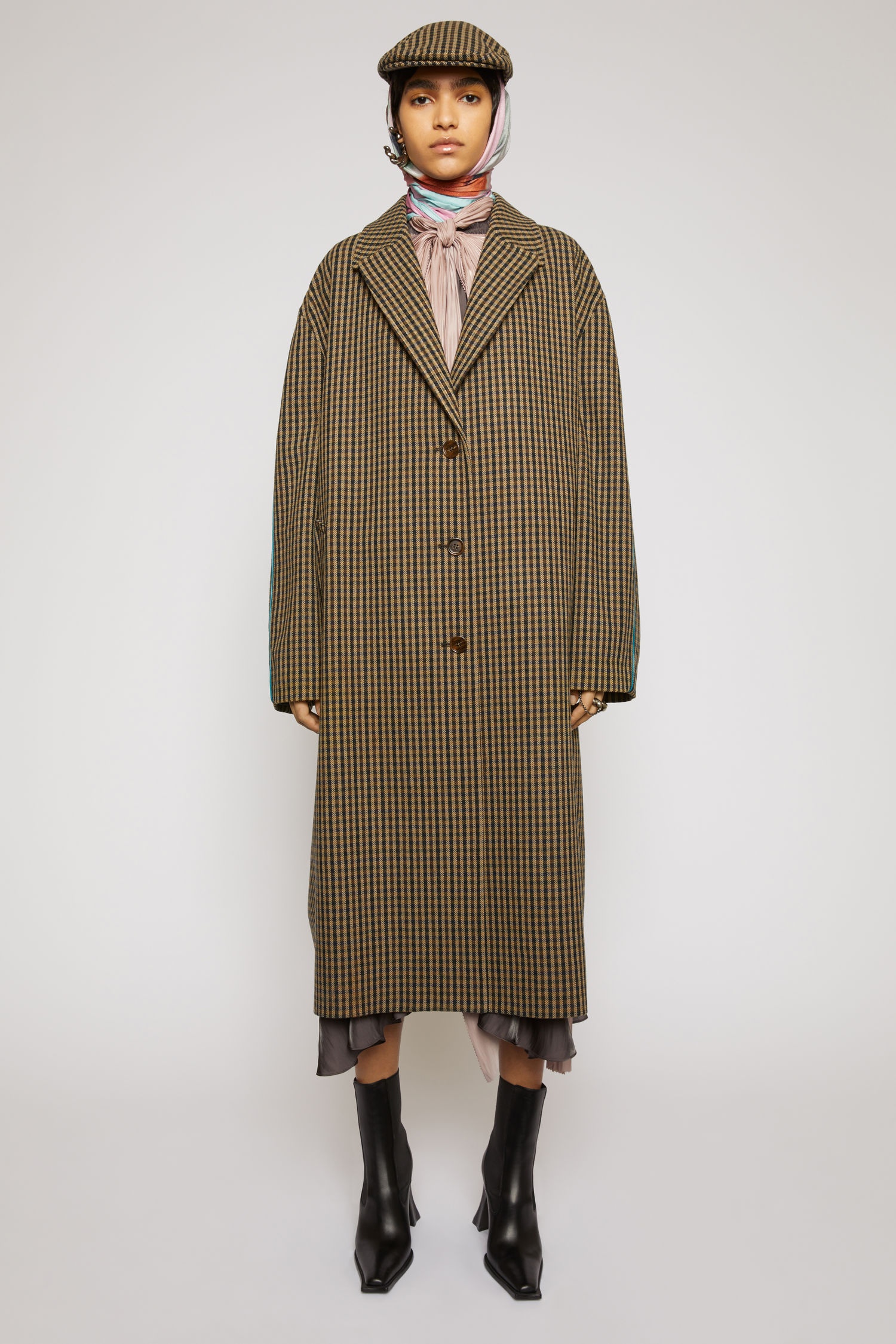 Checked wool coat beige/brown - 2