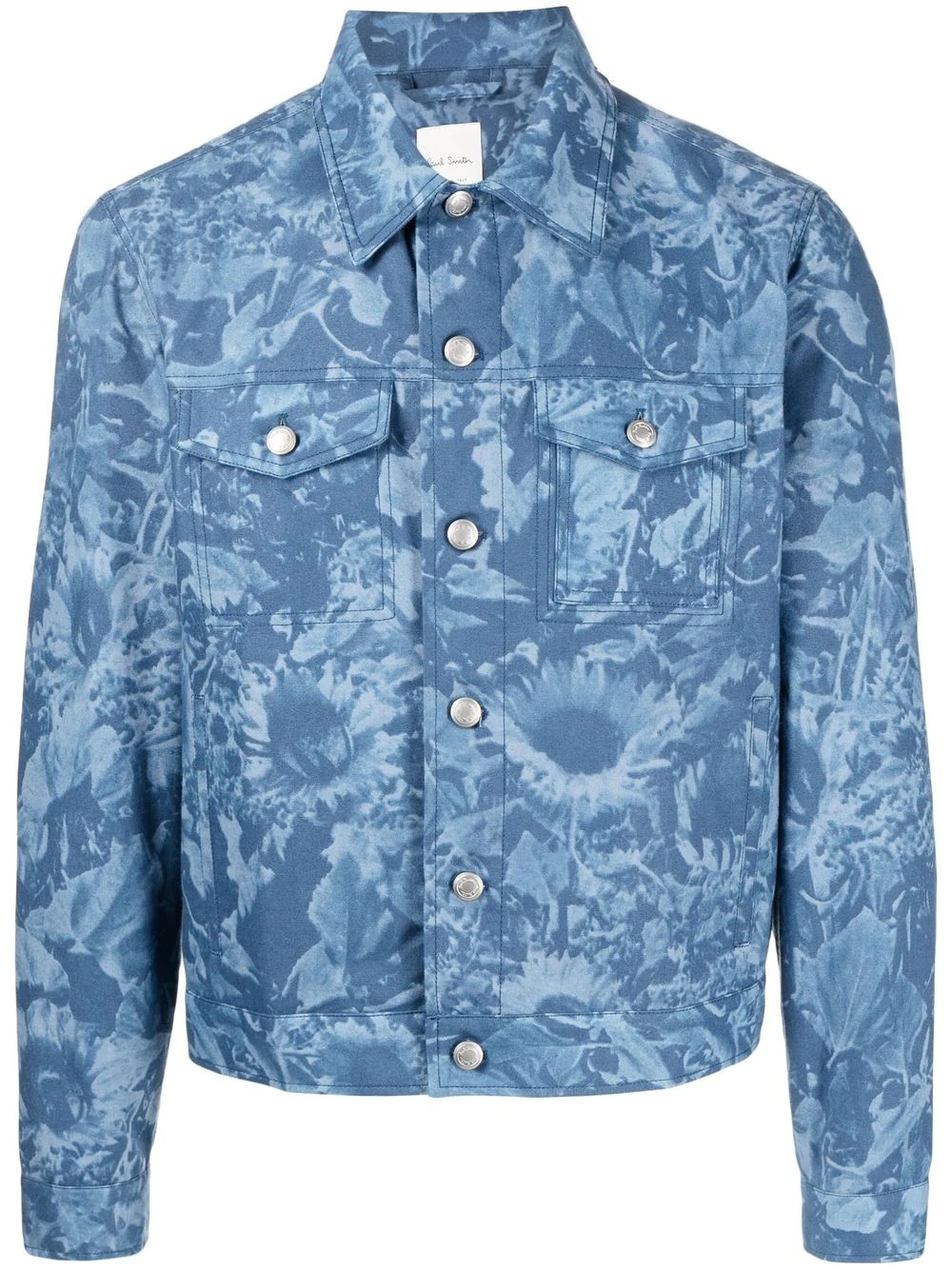 floral-print denim jacket - 1