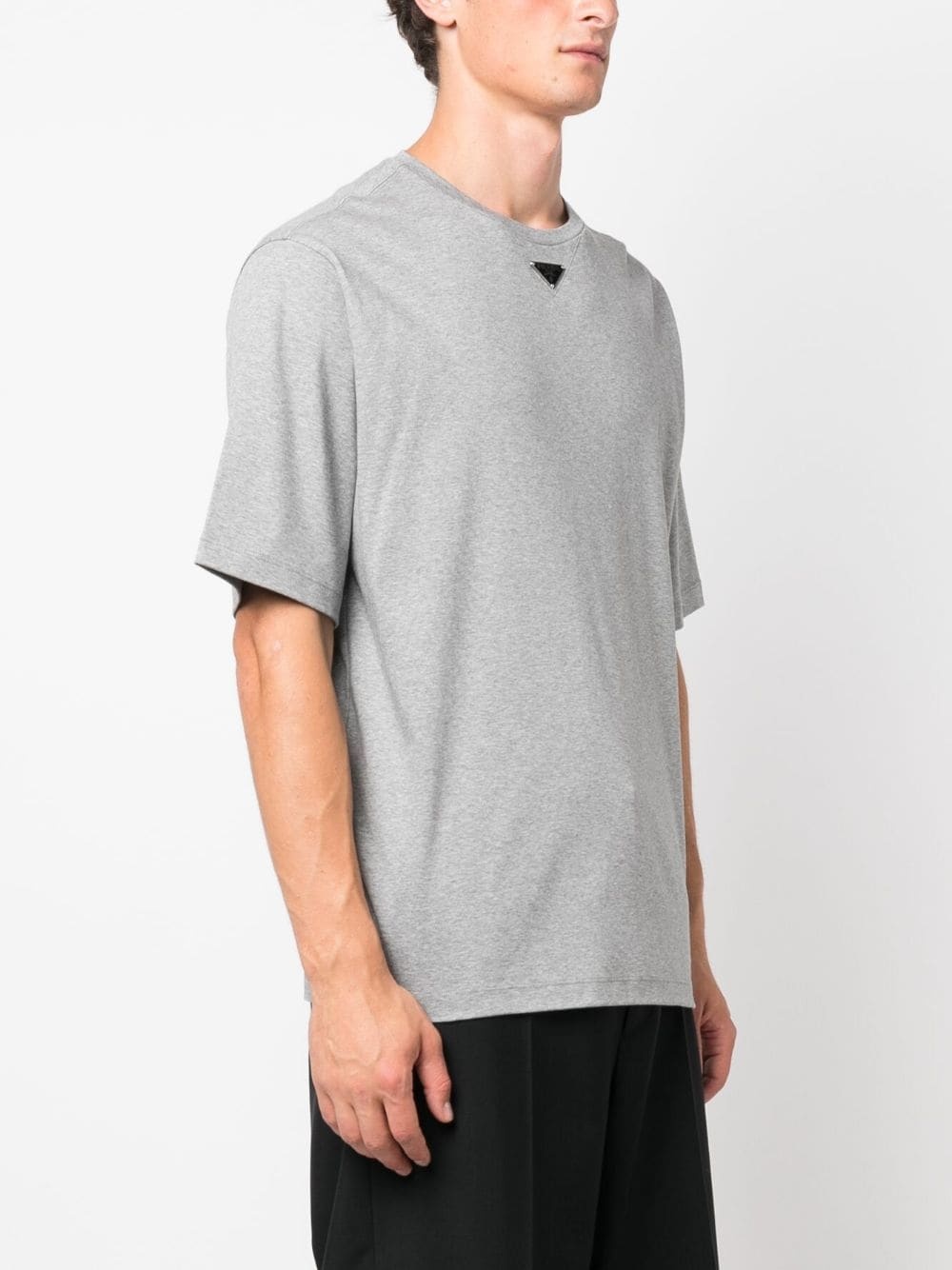 triangle-logo cotton T-shirt - 3