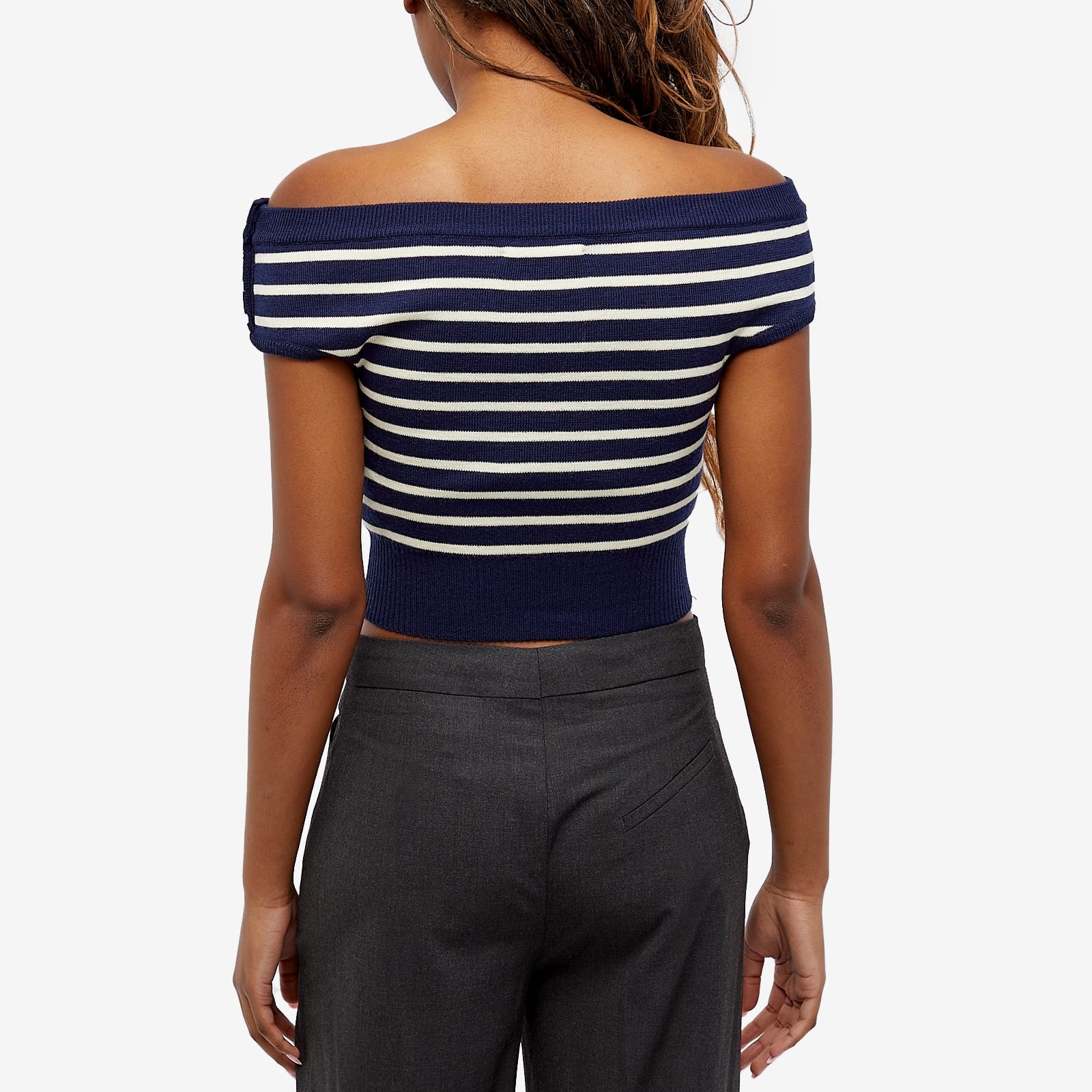 AMI Sailor Stripe Off the Shoulder Top - 3