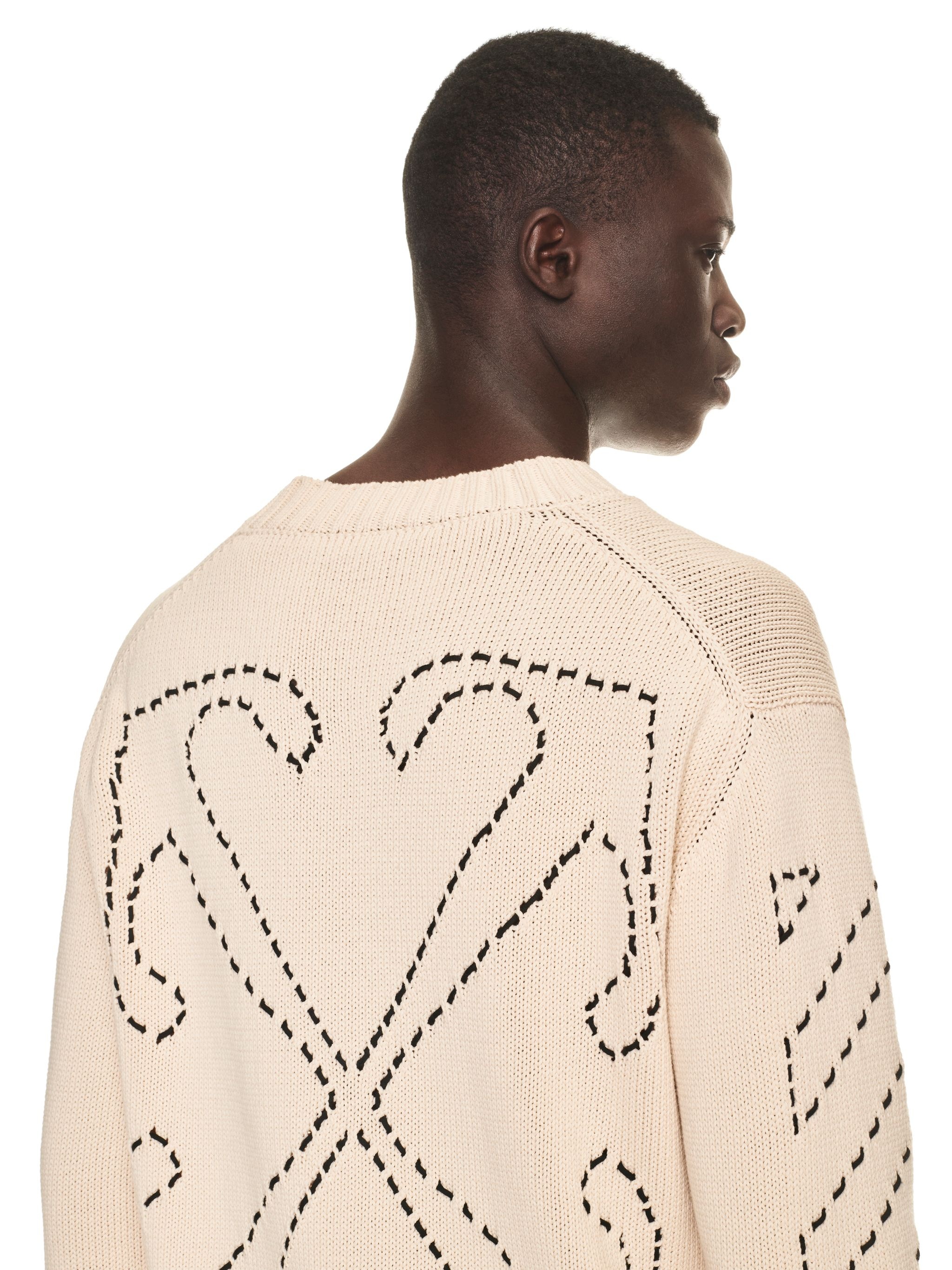 Stitch Arr Diags Knit Crewne Beige Blac - 5