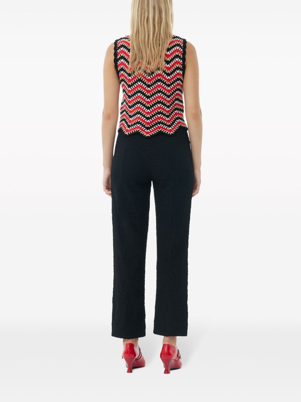 textured cropped trousers - 4