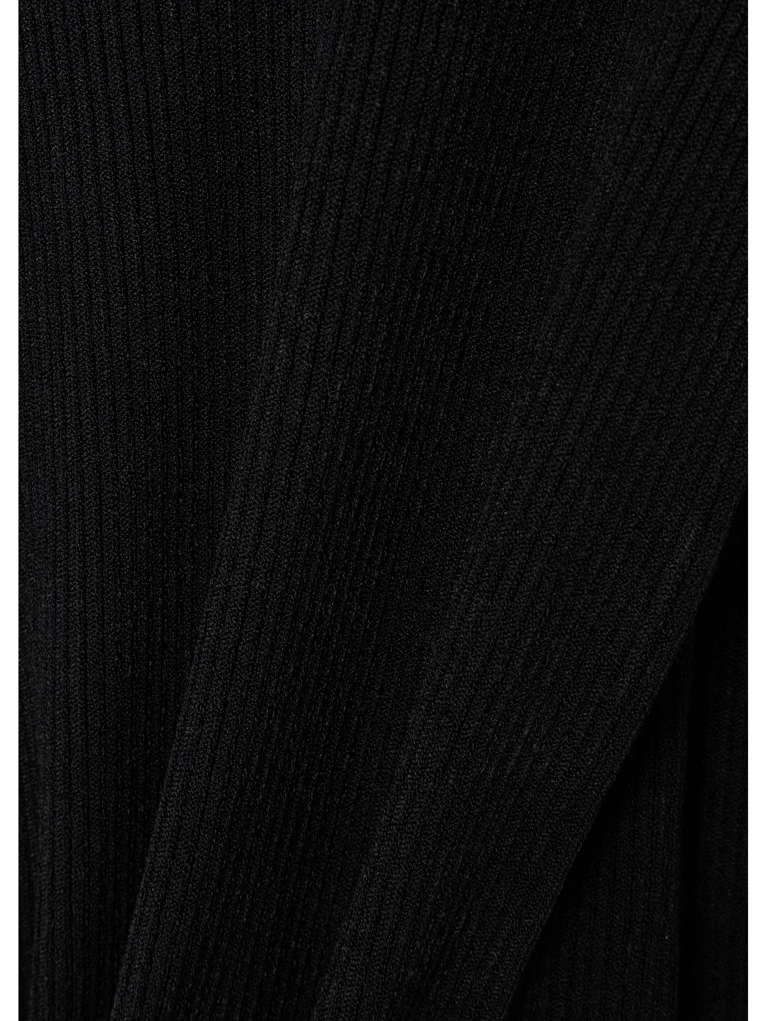 Hooded ribbed-knit midi dress Black - 4