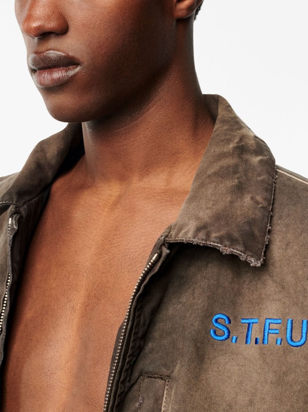 logo-patch cotton jacket - 5