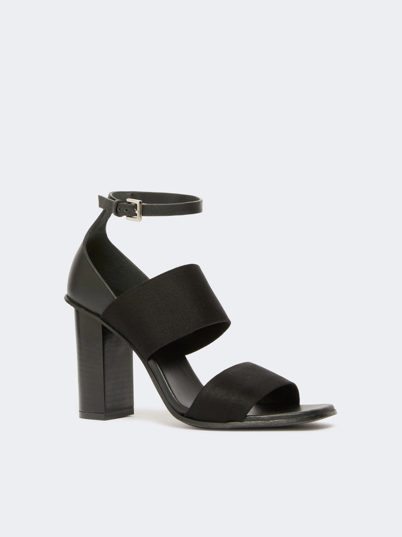 Max Mara Sandals in calfskin and elasticated webbing - BLACK outlook