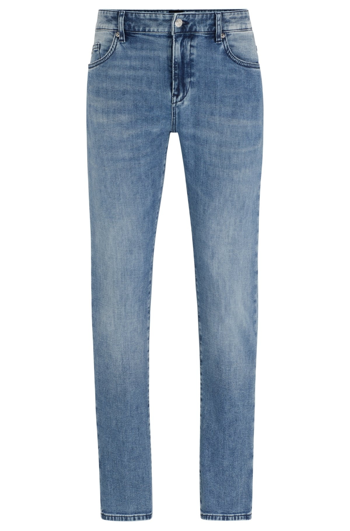 SLIM-FIT JEANS IN BLUE CASHMERE-TOUCH DENIM - 1