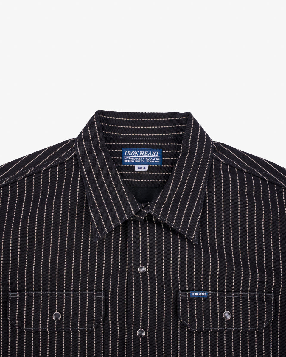 IHSH-416-BLK 10oz Wabash Short Sleeved Mechanic Shirt - Black - 15