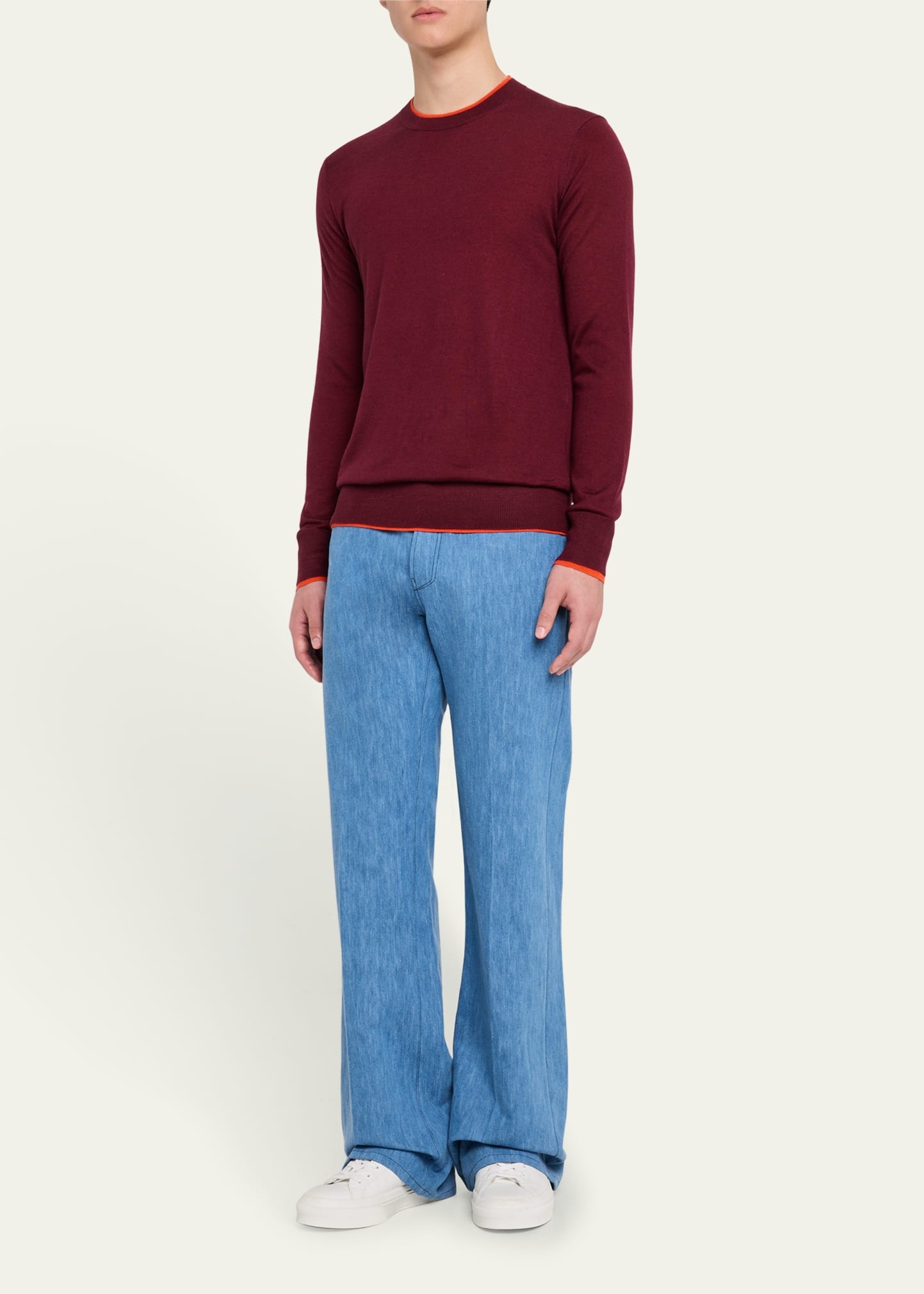 Men's Wells Cashmere and Silk Knit Crewneck Sweater - 2