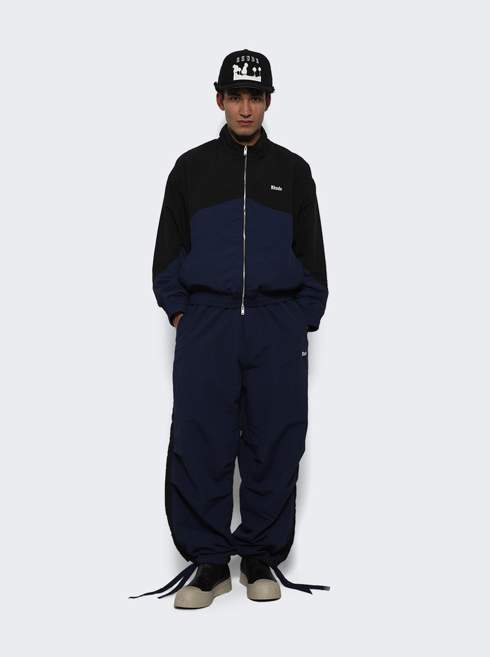 Chevron Color-block Track Pant Blue And Black - 5