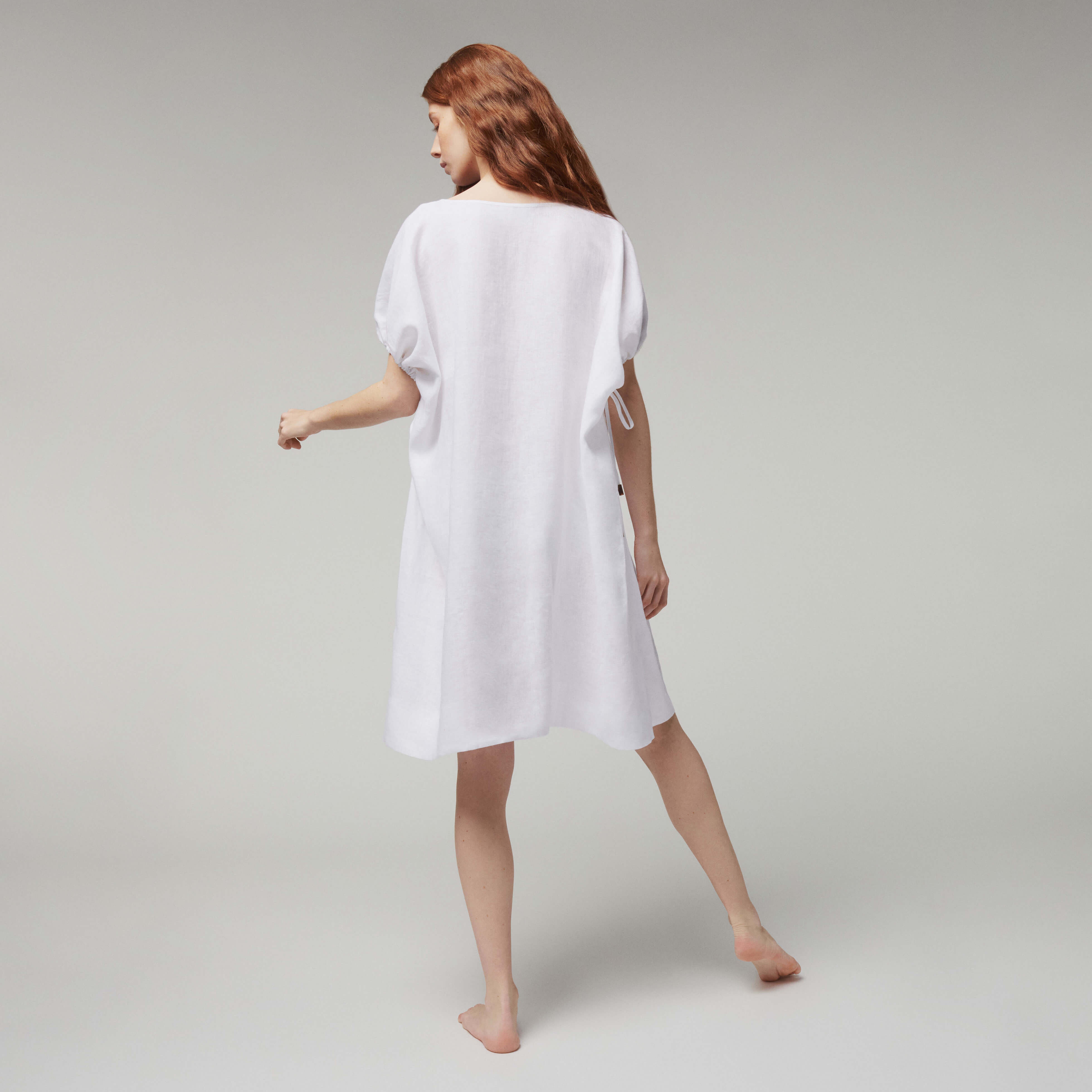 Women White Linen Square Dress- Vilebrequin x Angelo Tarlazzi - 4