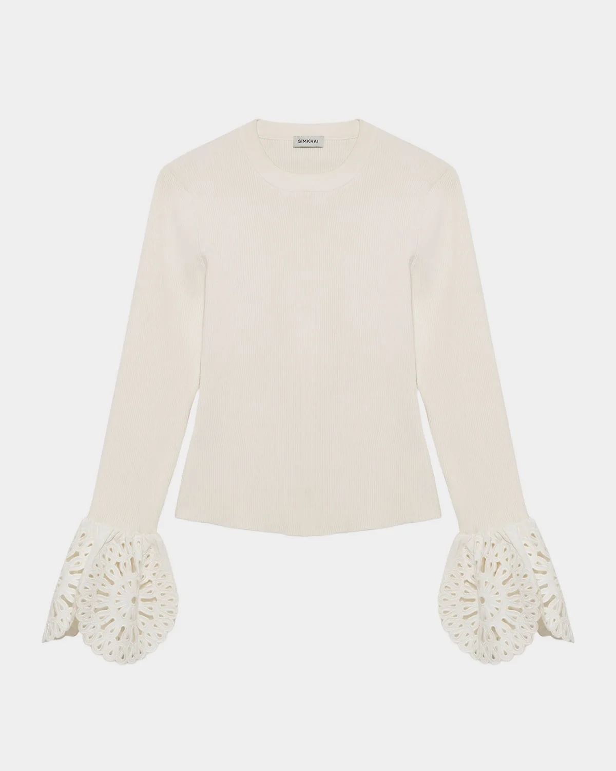 Elyse Long-Sleeve Embroidered Cuff Top - 1