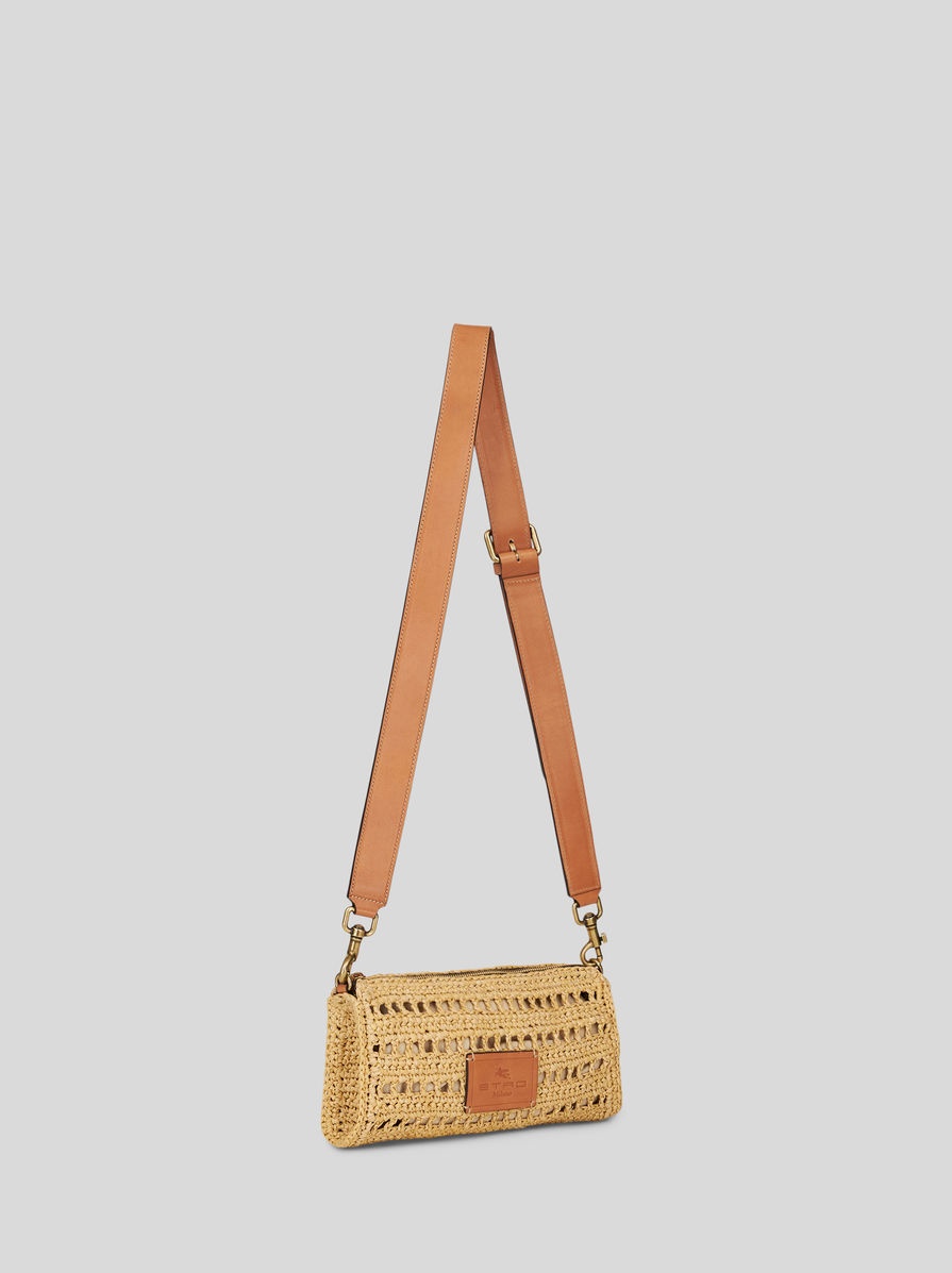 SMALL SHOULDER BAG IN PERFORATED RAFFIA - 5