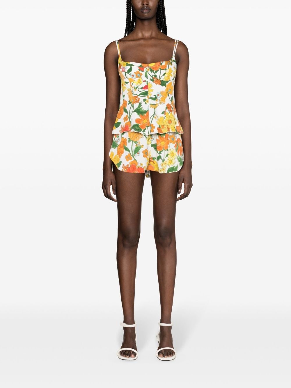 floral-print track shorts - 2