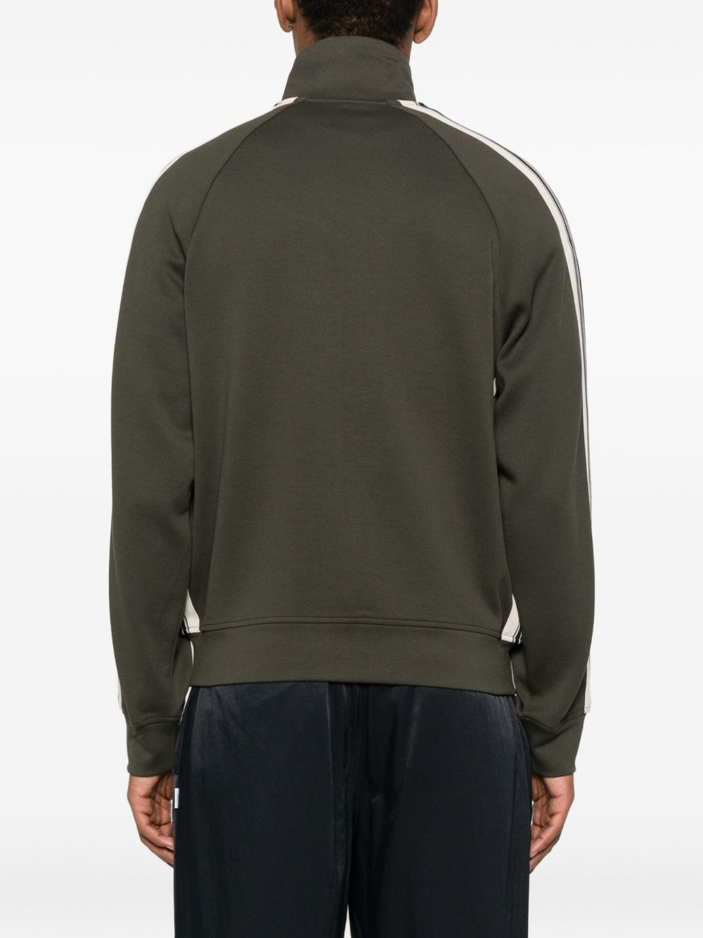 stripe-detail zip-up sweater - 4