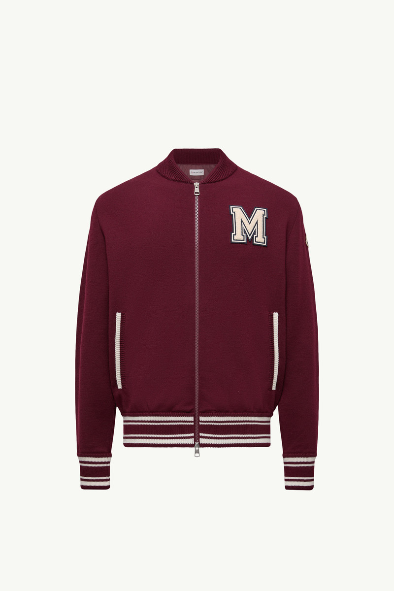 Embroidered Monogram Padded Zip-Up Wool Blend Cardigan 1