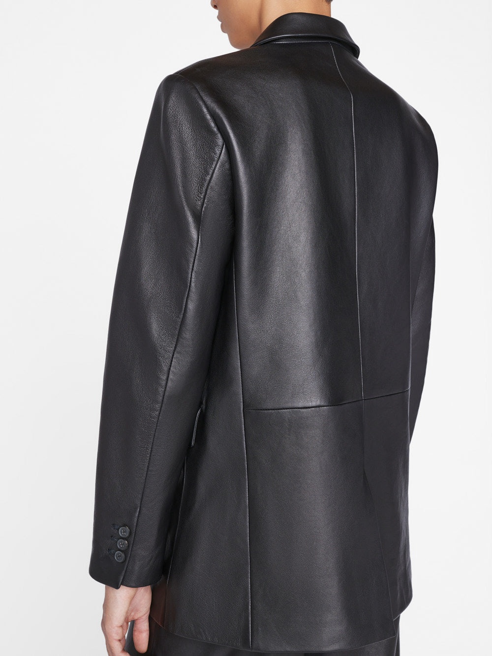 The Oversized Leather Blazer in Noir - 6
