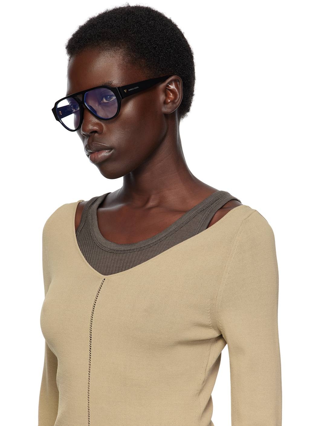 Black Soft Aviator Glasses - 4