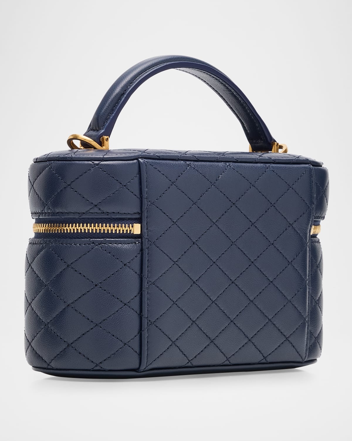 Gabby Mini Vanity Case in Quilted Leather with Gold Hardware - 3