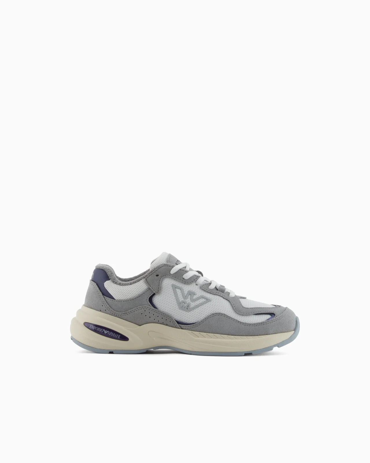 MESH SNEAKERS WITH SUEDE DETAILS AND AN EAGLE LOGO - 1