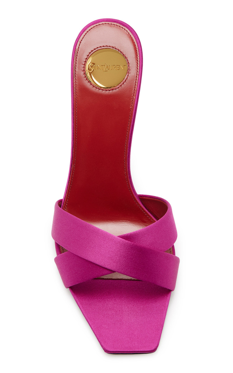 SAINT LAURENT Opyum Satin Sandals fuchsia outlook