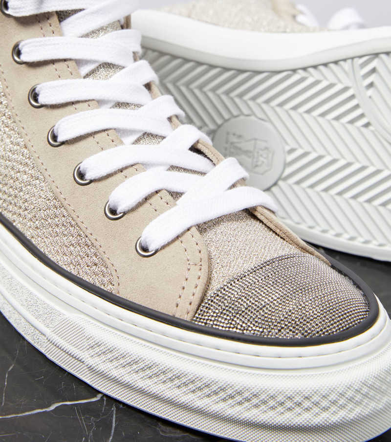 Leather-trimmed high-top sneakers 6