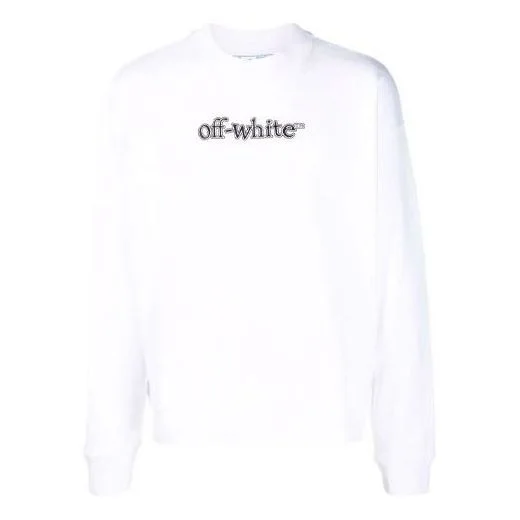 Men's Off-White FW21 Logo Alphabet Printing Round Neck Pullover Loose Fit White OMBA054F21FLE0010110 - 1
